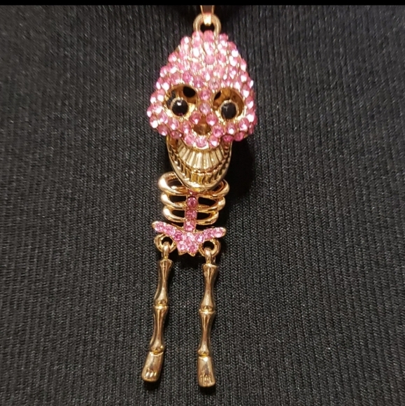 Betsey Johnson Jewelry - NWT Pink Crystal Skeleton necklace Betsey Johnson